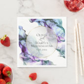 ティール（緑がかった色）鮮やかインジゴ抽象芸術水彩色インク スタンダードランチョンナプキン (インサイチュ)