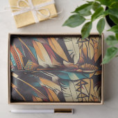 ティール（緑がかった色）「鮮やかメソアメリカンモチーフ」ラップ組織テープ 薄葉紙 (ギフト)