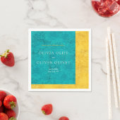 ティール（緑がかった色）黄結婚色 スタンダードカクテルナプキン (インサイチュ)