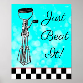 ティール（緑がかった色）、黒と赤のみビートItサイン ポスター