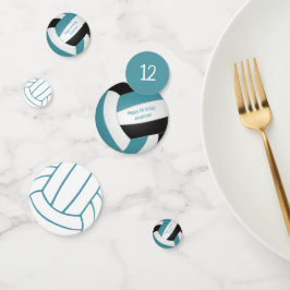 ティール（緑がかった色）黒人少年バレーボールお祝い コンフェッティ