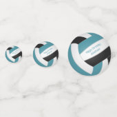 ティール(緑がかった色)黒人少年バレーボールお祝い コンフェッティ (正面)