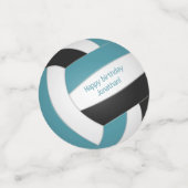 ティール(緑がかった色)黒人少年バレーボールお祝い コンフェッティ (スモール正面)