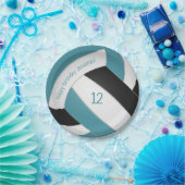 ティール(緑がかった色)黒人少年バレーボールパーティー ペーパープレート (パーティー)