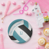 ティール(緑がかった色)黒人少年バレーボールパーティー ペーパープレート (パーティー)