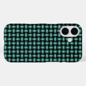 ティール(緑がかった色)黒織り模様 Case-Mate iPhoneケース (裏面 (横))