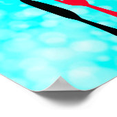 ティール(緑がかった色)、黒、赤食べの厨房用標識 ポスター (角)