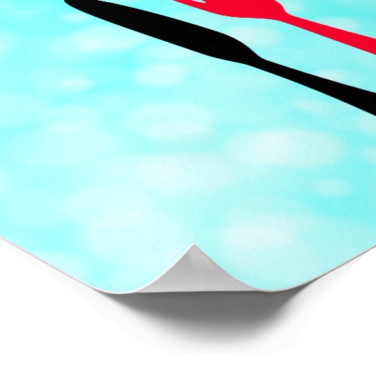 ティール（緑がかった色）、黒、赤食べの厨房用標識 ポスター (角)