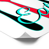 ティール（緑がかった色）、黒、赤食べの厨房用標識 ポスター (角)