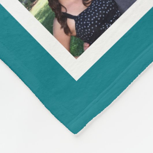 ティール（緑がかった色）11フォトコラージモザイクスクウェア枠モノグラム フリースブランケット (角)