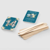 ティール（緑がかった色）14誕生日フォトコラージイエローフラワー ハンドファン (組立なし)