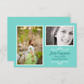 ティール（緑がかった色）2フォトシンプルコラージュ – 3 x 5グラードアナウンス 招待状 (正面/裏面)