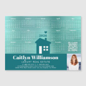 ティール（緑がかった色）2026カレンダー不動産仲介業者写真QRコードマグネット (正面)