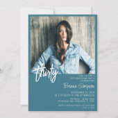 ティール（緑がかった色）30thバースデーフォト招待状 招待状 (正面)