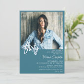 ティール（緑がかった色）30thバースデーフォト招待状 招待状 (スタンド正面)