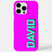 ティール（緑がかった色）3D黒モダン名 | ネオンおもしろいマゼンタ Case-Mate iPhoneケース (裏面)