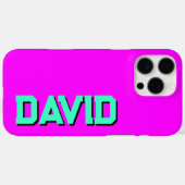 ティール（緑がかった色）3D黒モダン名 | ネオンおもしろいマゼンタ Case-Mate iPhoneケース (裏面 (横))