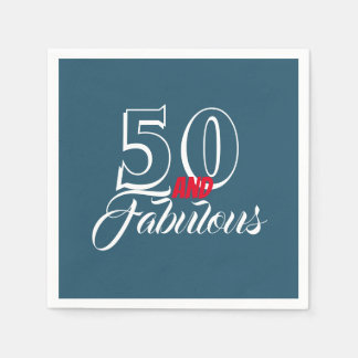ティール（緑がかった色）50と素晴らしい誕生日パーティー スタンダードカクテルナプキン