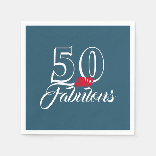 ティール（緑がかった色）50と素晴らしい誕生日パーティー スタンダードカクテルナプキン (正面)