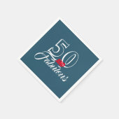 ティール（緑がかった色）50と素晴らしい誕生日パーティー スタンダードカクテルナプキン (角)