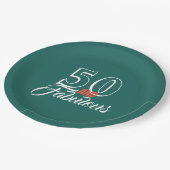 ティール(緑がかった色)50と素晴らしい誕生日パーティー ペーパープレート (アングル)
