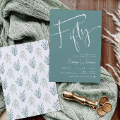 ティール（緑がかった色）50番目の誕生日招待状 招待状