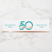 ティール（緑がかった色）50素晴らしい50歳の誕生日パーティウォーターラベル ペットボトルラベル (シングルラベル)