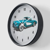 ティール(緑がかった色)59コルベットのカスタマイズ可能な背景 壁時計 (傾斜)