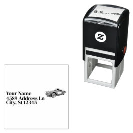 ティール(緑がかった色)59コルベット車の赤い爆発背景 セルフインキングスタンプ