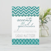 ティール(緑がかった色)70と壮観な誕生日招待状 招待状 (スタンド正面)