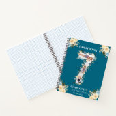 ティール（緑がかった色）7th誕生日フォトイエローフラワーゲストブック ノートブック (内部)