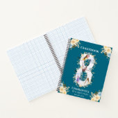 ティール（緑がかった色）8誕生日フォトイエローフラワーゲストブック ノートブック (内部)