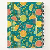 ティール（緑がかった色）80の柑橘類フルーツスライス ノートブック (裏面)