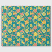 ティール（緑がかった色）80の柑橘類フルーツスライス ラッピングペーパー (フラット)