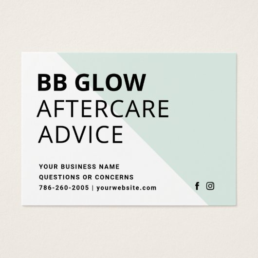 ティール（緑がかった色）BBグローフェイシャル指示カード気にの後ろ (正面)