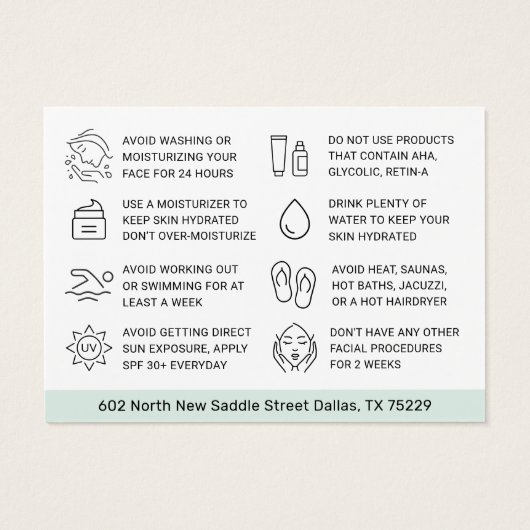 ティール(緑がかった色)BBグローフェイシャル指示カード気にの後ろ (裏面)