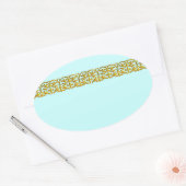 ティール(緑がかった色)BLue金ゴールド結婚式の引き出物ラベル封筒用シール 楕円形シール (封筒)