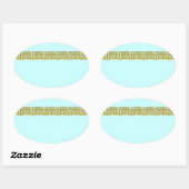 ティール(緑がかった色)BLue金ゴールド結婚式の引き出物ラベル封筒用シール 楕円形シール (シート)