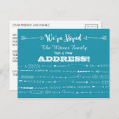 ティール(緑がかった色)BlueModern Arrowsのドードルの移動案内 案内ポストカード (正面/裏面)