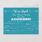 ティール（緑がかった色）BlueModern Arrowsのドードルの移動案内 案内ポストカード (正面)