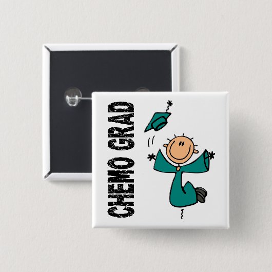 ティール(緑がかった色) CHEMOの卒業生1 (卵巣癌) 缶バッジ (正面&裏面)