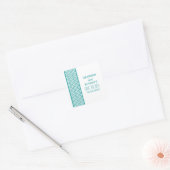 ティール(緑がかった色)Chevron 縁ど Save the Date Stickers スクエアシール (封筒)