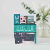 ティール(緑がかった色)ColorBlock写真テンプレート事業葉書 ポストカード (スタンド正面)