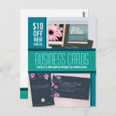 ティール(緑がかった色)ColorBlock写真テンプレート事業葉書 ポストカード (正面/裏面)