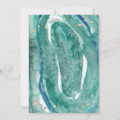 ティール(緑がかった色) Geodeおよびのどのばら色の金ゴールドは|の第50誕生日を見ます 招待状 (裏面)