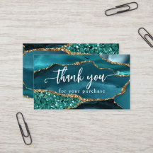 ティール（緑がかった色）GlamグリッターAgate Thank You Customer Inse