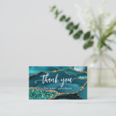 ティール（緑がかった色）GlamグリッターAgate Thank You Customer Inse 名刺 (スタンド正面)