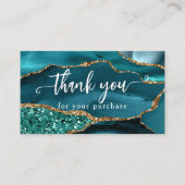 ティール（緑がかった色）GlamグリッターAgate Thank You Customer Inse 名刺 (正面)