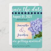ティール（緑がかった色）Hydrangea Save the Date's 結婚 Card（日付のカ セーブザデート (正面/裏面)