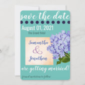 ティール（緑がかった色）Hydrangea Save the Date's 結婚 Card（日付のカ セーブザデート (正面)